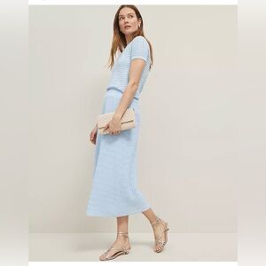 Ann Taylor Light Blue Sweater and Midi Skirt set